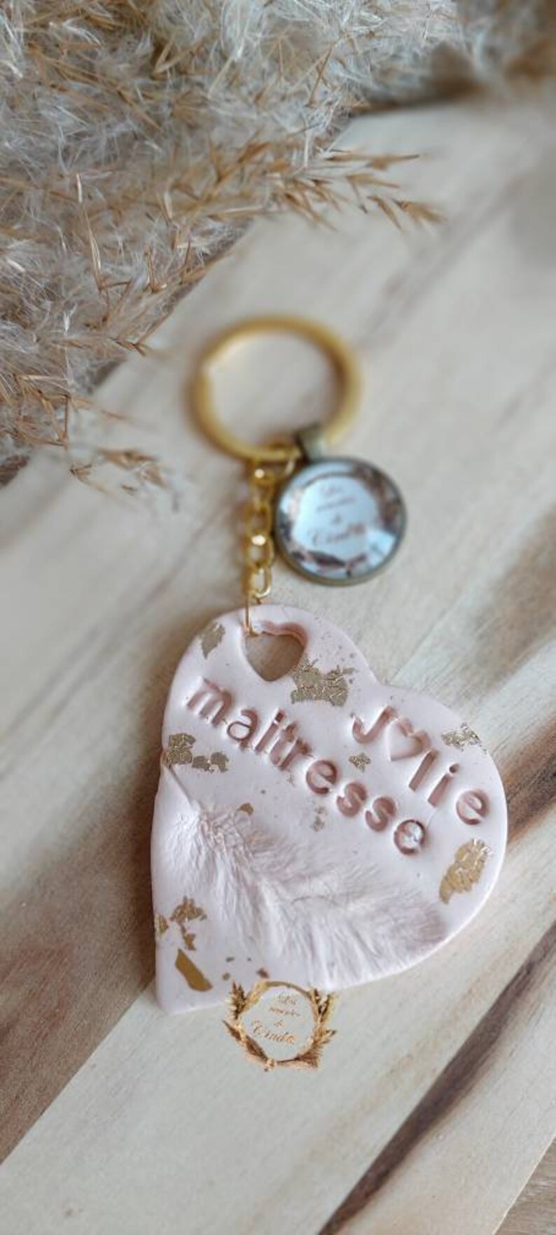 Polymer clay message key ring image 4
