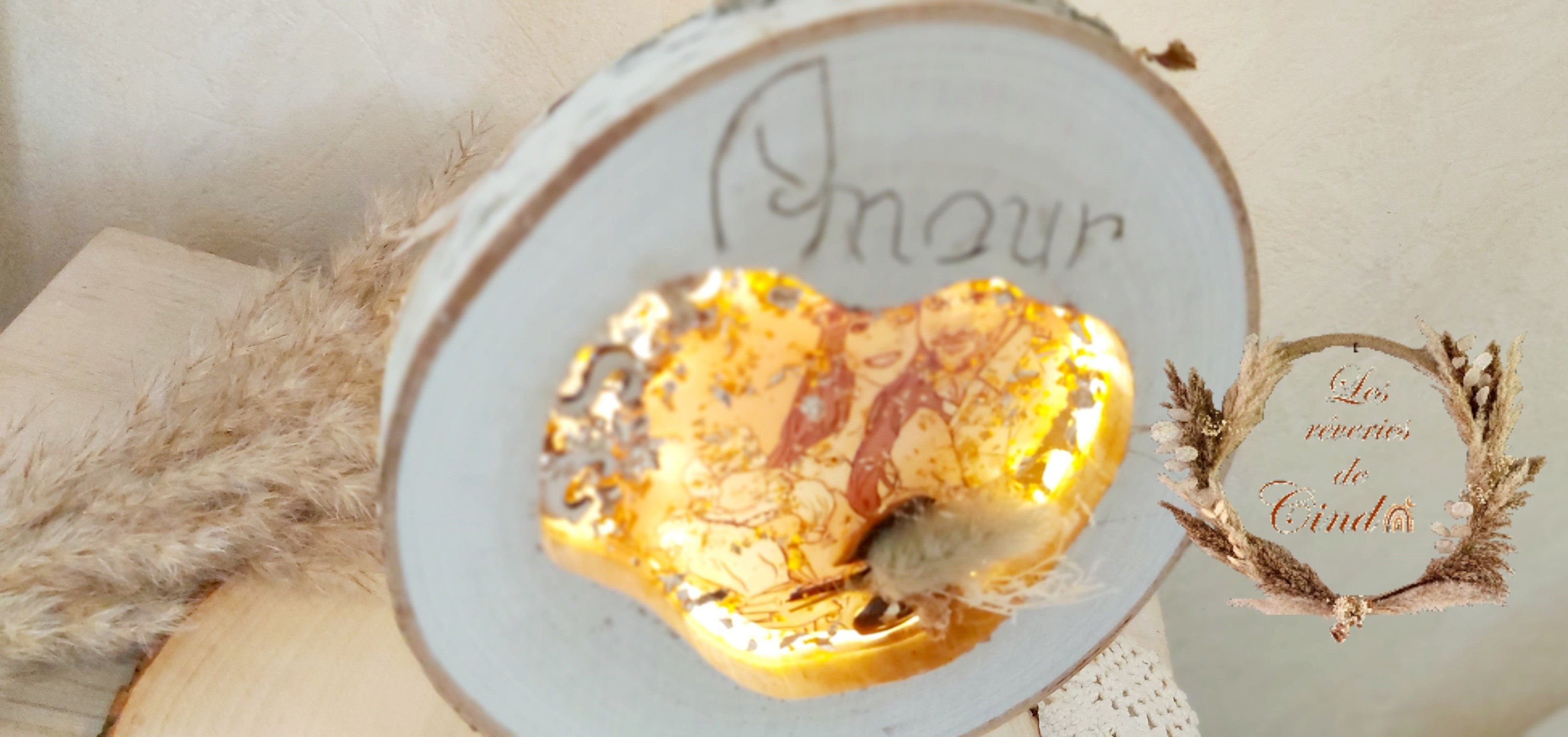 Rondin en Bois Souvenir Lumineux - Idées Cadeaux Décoration d'intérieur Chambre Salon