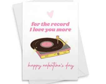Record Collector Valentine's Card For Boyfriend Cute V-Day Gift For Vinyl Collector Record Player Card For Significant Other [01763]