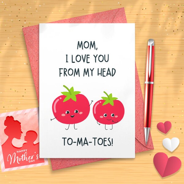 Card For Mom, Mom Birthday Card, Funny Mothers Day Card, Funny Card For Mom, Mom Card, Funny Tomato Pun Card, Mothers Day Card From [02759]