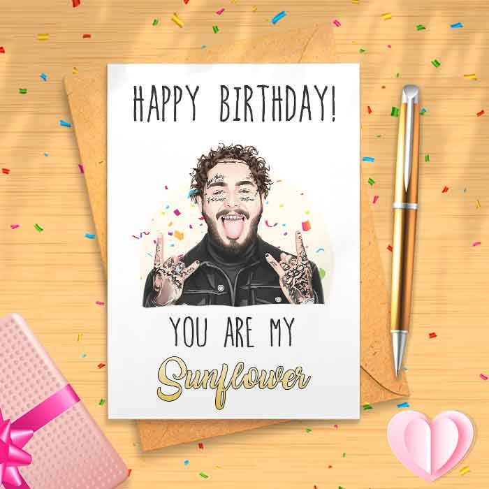 Post Malone Birthday Card Sunflower Hip Hop Rap Art Gift | Etsy