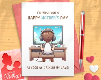 Funny Mother's Day Cards | From Son Gaming | Cute Cartoon Illustration | Happy Mothers Day Card From Teenage Son [02857]