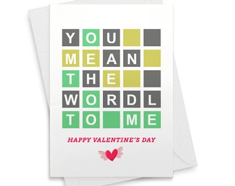 Happy Valentine's Day Wordle Card You Mean The Wordl To Me Funny Valentines Day Card For Girlfriend Word Puzzle V-Day Card For Her [01938]