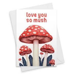 Mushroom valentines day card love you so mush cute mushroom card valentines day card for her [01935]