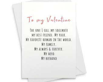 Happy Valentine's To My Husband Valentines Day Card For Husband Vday Gift For Him Romantic Valentine Card From Wife [01931]