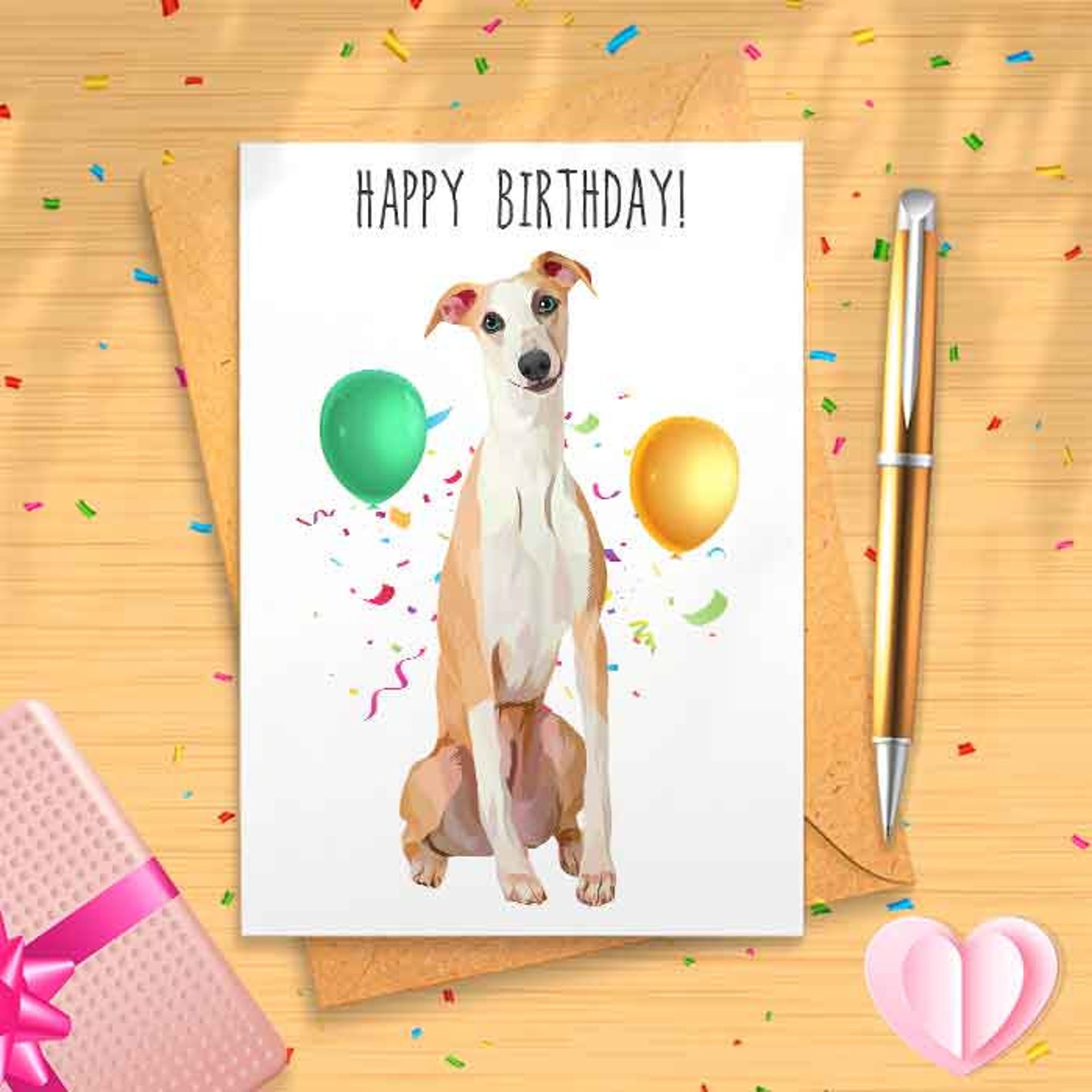 Whippet Birthday Card Lurcher Dog Charity Birthday Card Etsy