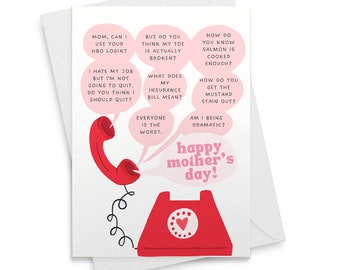 Calls to Mom Mothers Day Card | Funny Mothers Day Card, Mother's Day Card, Funny Mother's Day Card, Happy Mother's Day, Funny mom [02106]