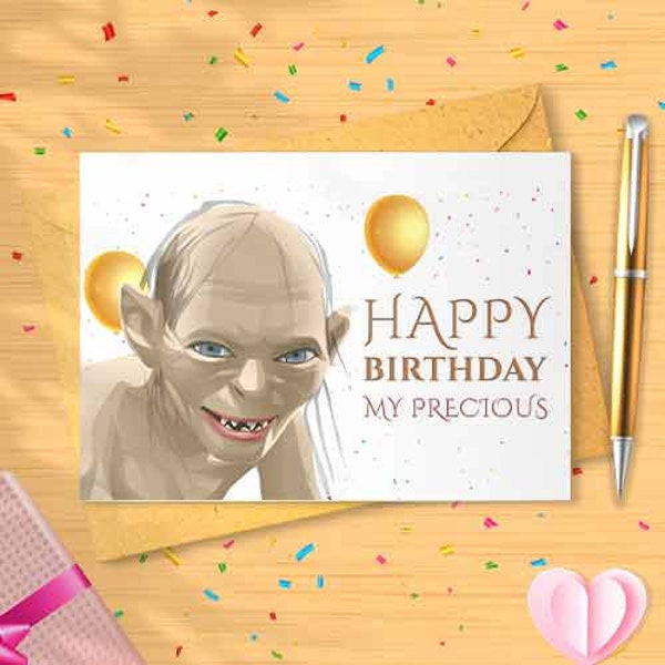 Funny 'My Precious' Birthday Card, Cute Birthday Card, Movie Nerds, Birthday Gift Idea Lovers, Nerdy Bday, Birthday Idea Boyfriend [00256]
