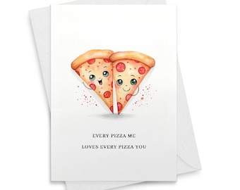 Funny Valentine's Day Card - Anniversary Card - LOVE Pizza Pun Food Funny Valentine's Day - For Him - For Her - Cute - Simple [01953]