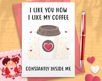 Funny Naughty Coffee, Inappropriate Valentines Day Cards  for Him, Cards for Husband, Boyfriend , Anniversary Card [00010]