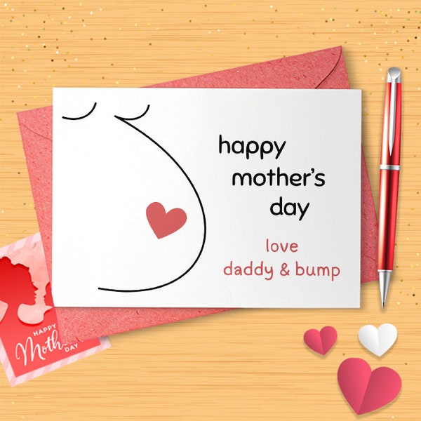 Expecting Mother's Day Card For Pregnant Wife Partner From Unborn Baby Foetus Mom Mom Hand Drawn Happy Brown [02677]