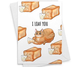 I Loaf You Cat Love Husband Anniversary Card - Cat Valentines Card For Boyfriend [02097]