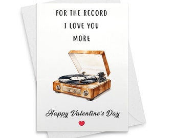 Record Collector Valentine's Card For Boyfriend Cute V-Day Gift For Vinyl Collector Record Player Card For Significant Other [01963]