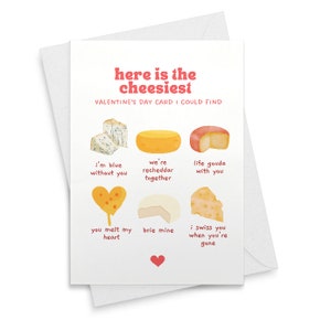 Cheesy Valentine's Day Card Cheese Card Cheese Lover Valentine's Card Funny Greeting Card [01998]