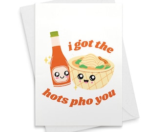 Cute Valentine's Day Card - I Got The Hots Pho You - Pho Lovers - Funny Pun Greeting Card - Cute Valentines Day Card [02043]