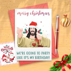 Funny Jesus Christmas Card, Funny Christmas Card, Christmas Humor, Funny Xmas, Jesus Christ, Merry Christmas, Funny Holidays Card [CR]