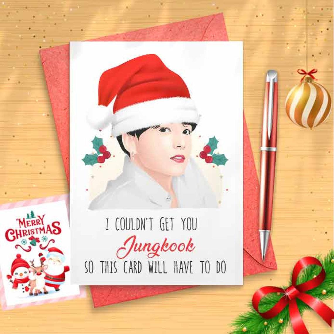 Jungkook Christmas Card Customizable - K Pop, Korean Band