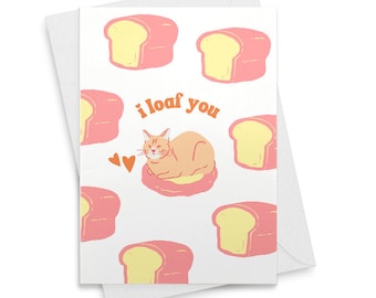 I Loaf You Cat Love Husband Anniversary Card - Cat Valentines Card For Boyfriend [01837]