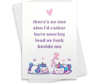 Snoring Valentine's Day Card Funny Anniversary Card for Husband Wife Partner [01814]