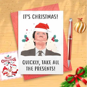 Funny Dwight Office Christmas Card, Festive Christmas Gift, Christmas Idea, Office Holiday Card, Funny Christmas Card, Coworker  [CR]