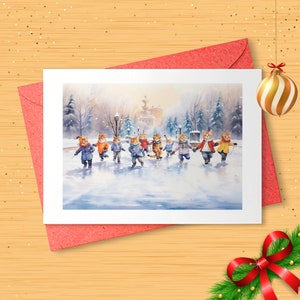 SKATING CATS Holiday Card Supporting Homeless Pets Set  [01429]