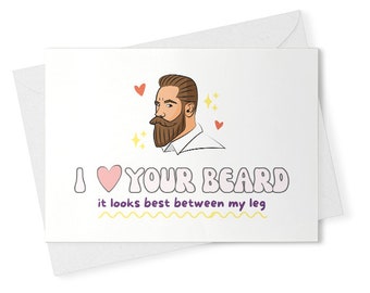 Dirty Birthday Day Card for Bearded Him Cards for Husband Boyfriend Card Naughty Anniversary Card Inappropriate Valentines Day [01886]