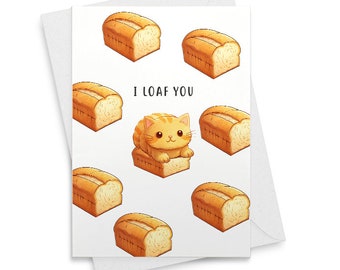 I Loaf You Cat Love Husband Anniversary Card - Cat Valentines Card For Boyfriend [02037]