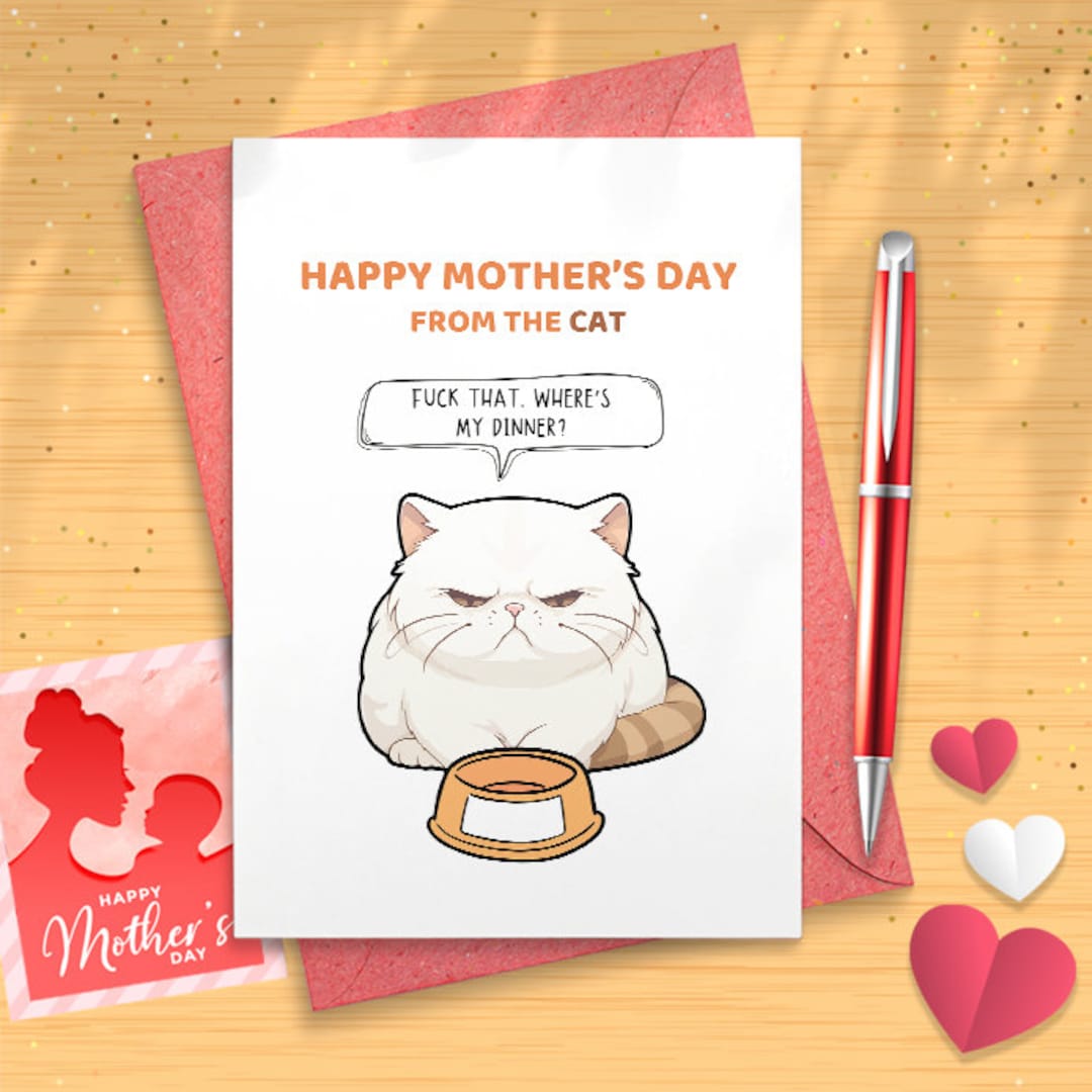 Funny Mother's Day Card From Cat | Cute Cat Cartoon | Happy Mother's ...