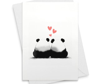 Cute Valentines Day Card Anniversary Card Birthday Card Husband Wife Boyfriend Girlfriend Romantic Panda Bear - love adore special [01889]