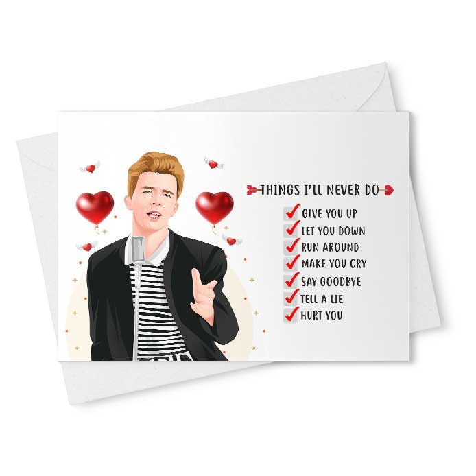 Funny Valentine's Day Card Rick Astley Rick Roll Rick -  New Zealand