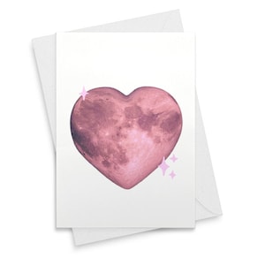 Heart Moon Card • Love Card • Wedding or Anniversary Greeting • Get Well Soon or Friendship Note [01756]