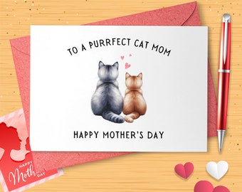 Choose The Cats Mother's Day Card | From The Cats, For Cat Mom, Mom, Mam, Mommy, Mommy | Two Cats [02818]