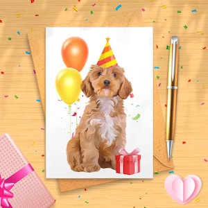 Apricot Birthday Card - Cockapoo Card [00783]