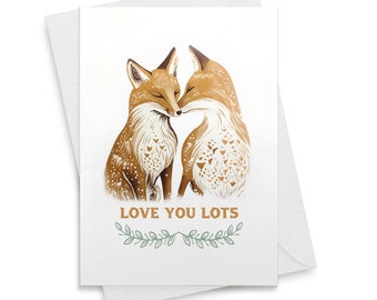 Fox lover card Cute Valentines card Valentines day card Romantic Valentines card Valentines card for her for him Anniversary card [01918]