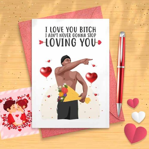 Funny 'I Love You Bitch' Valentines / Galentines Card - Romantic Card, Cute Love Card, Funny Valentines Day, Love Greeting, Funny Love
