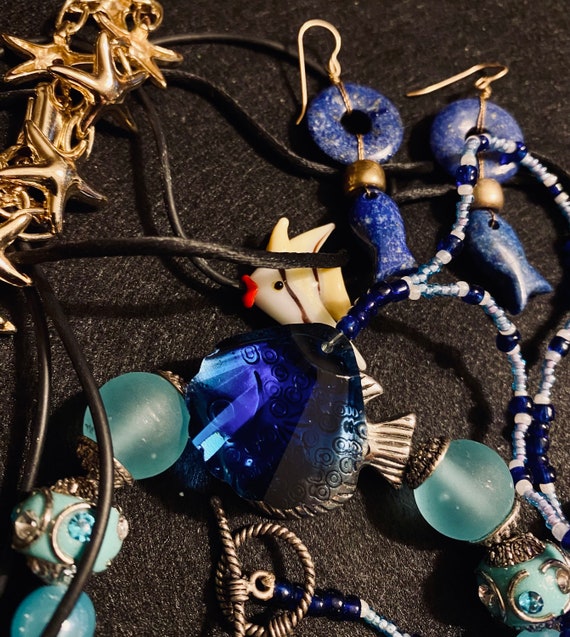 Curated lot of blue and gold tones summer fun jew… - image 4