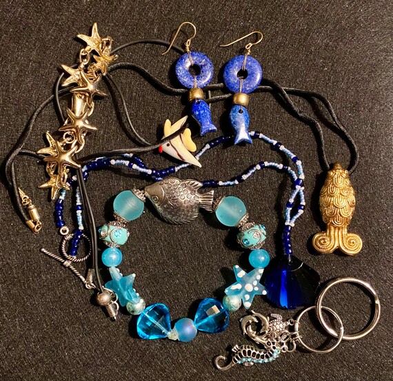 Curated lot of blue and gold tones summer fun jew… - image 3