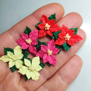 Christmas flower stud Red poinsettia earrings Xmas red floral gift Holiday jewelry Present for girl Christmas Star