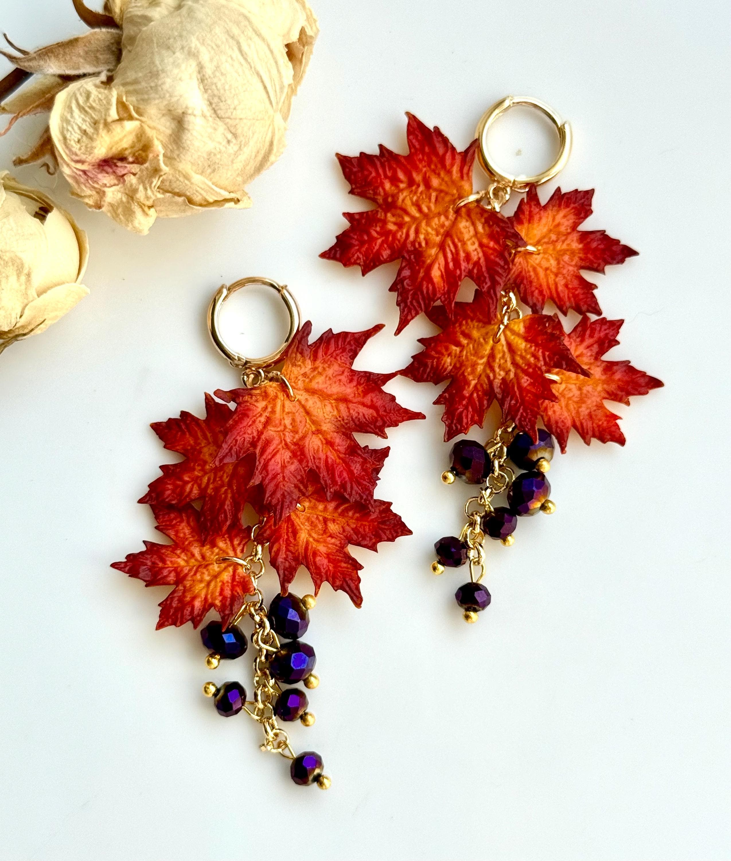 Orecchini Foglie D'autunno E Cagnolino - Gioielli - Orecchini - Di - Foto 2