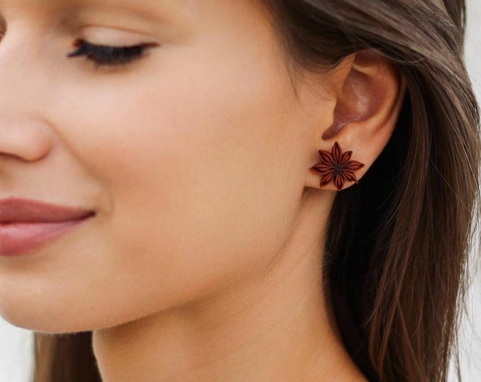 Featured listing image: Miniature anise earrings Spice earrings Food earrings Cute little pin earrings polymer clay Charm earrings Lightweight earrings