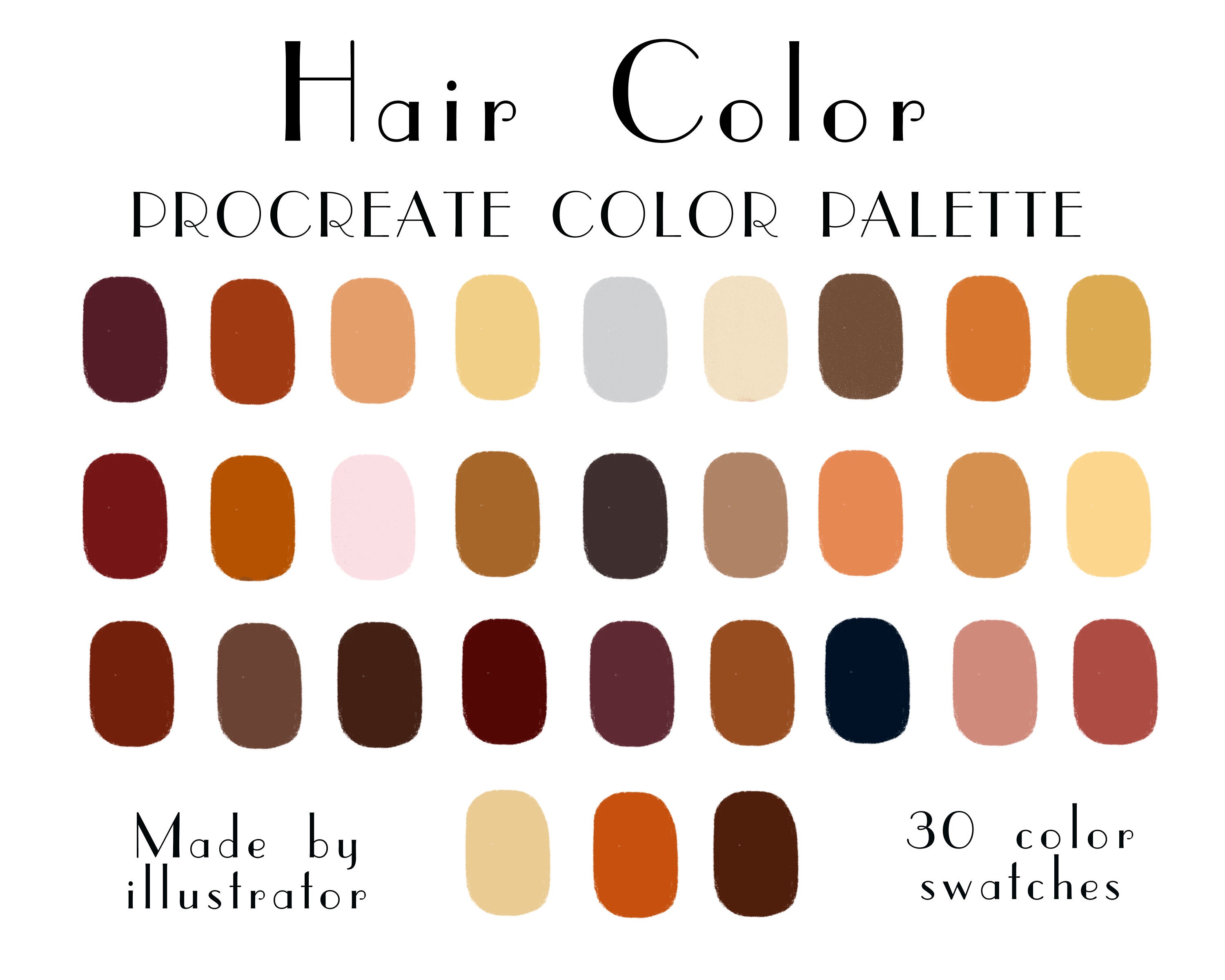 Hair Color Procreate Palette Apple Pencil Procreate Tools - Etsy Finland