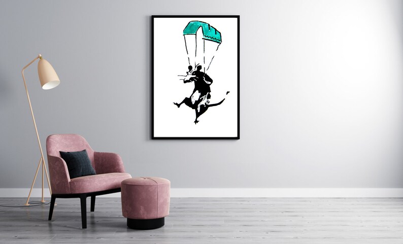 London Wall Art London art Print Modern wall decor|rat digitally Painted Black /& white London Photography Abstract wall art Banksy