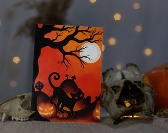 Halloween Cat - postcard