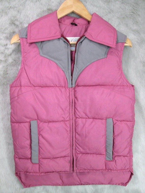 Vintage Women Schott Down Puffer Vest 10 S XS Pink