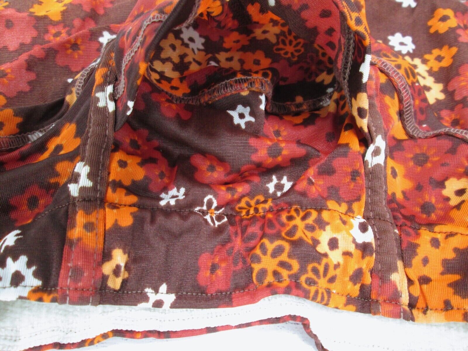 Vintage Men Underwear Bikini Brief 30 Orange Brown Floral Flower Sheer