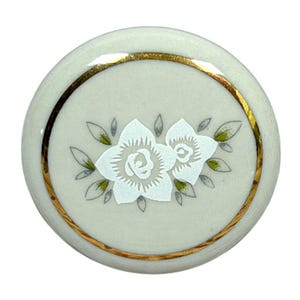 Vintage White Magnolia Floral Drawer Cabinet Pull Lot 8 Ceramic Knob Cottagecore
