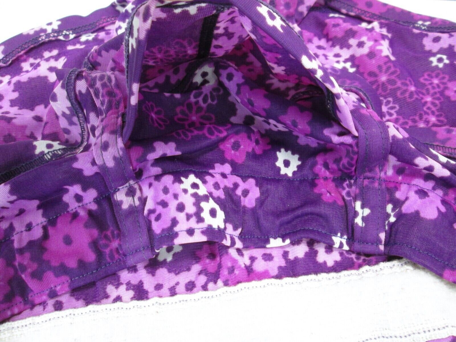 Vintage Men Underwear Bikini Brief 30 Purple Flower Floral Sheer Nylon