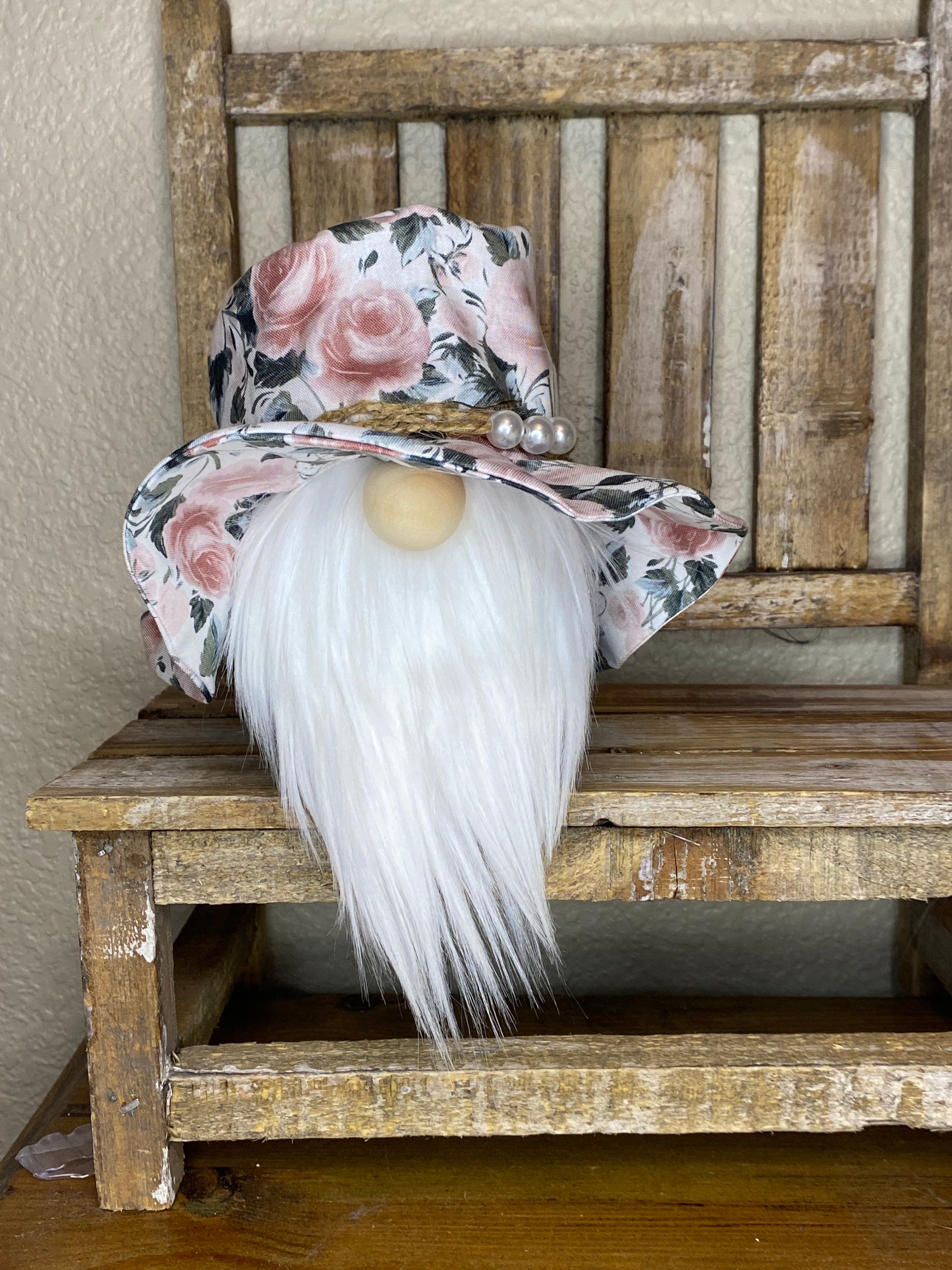 Floral floppy hat gnome spring gnome summer gnome tiered Etsy