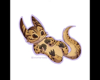 Playful Loth Cat sticker- purple Tooka