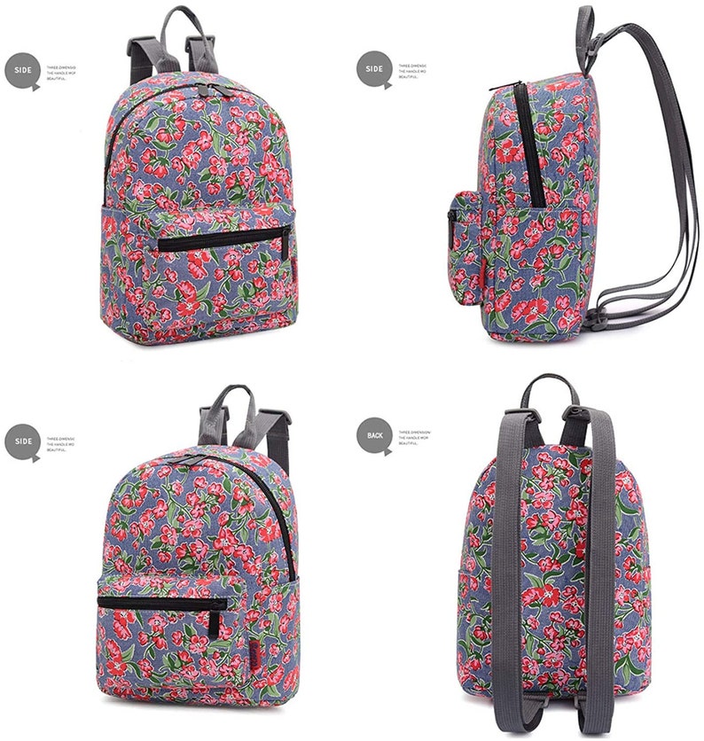 Personalization BTS Mini Backpack Denim Red Flower All Purpose Usage Bag 10 Beautiful Fashion Design Casual Daypack